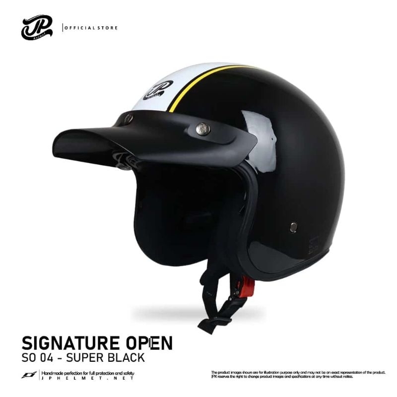 Helm JP Retro signature open hitam