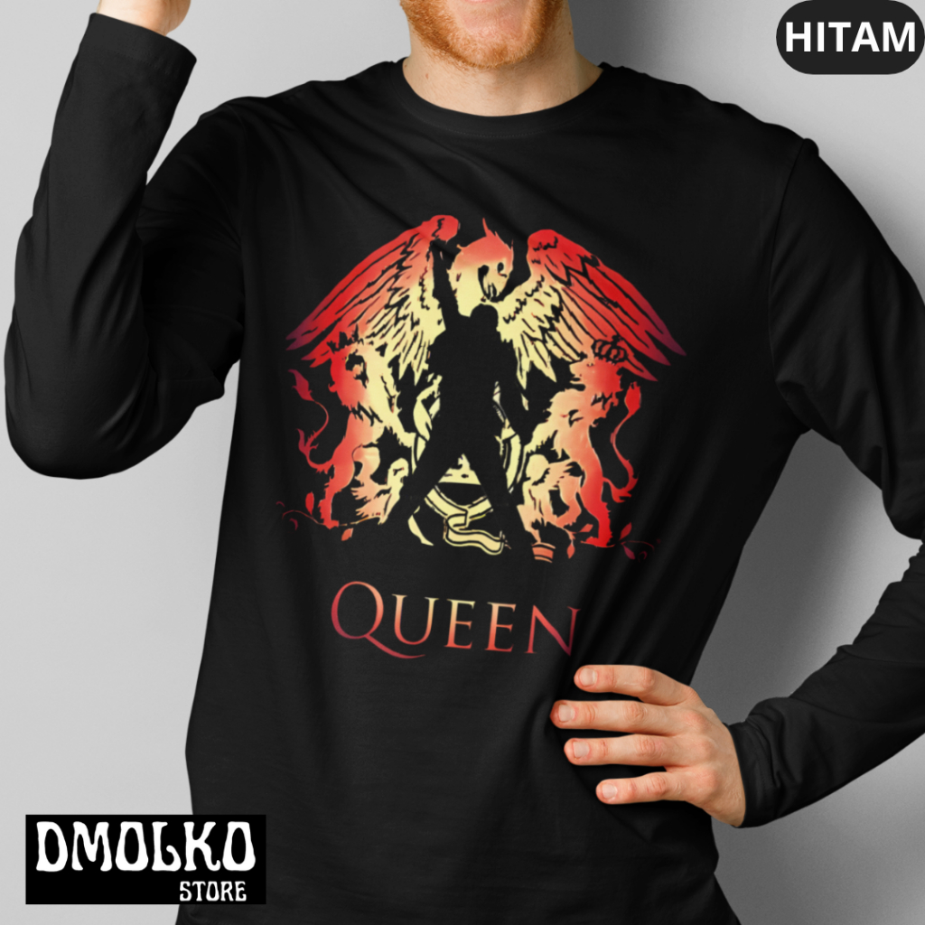 Kaos Tangan Panjang Pria Band Queen 2 | Long Sleeve | Kaos Lengan Panjang | Anak | Bigsize | Jumbo |