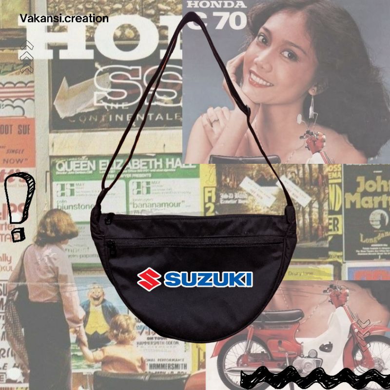 Tas Selempang Desain Suzuki tas motor klasik