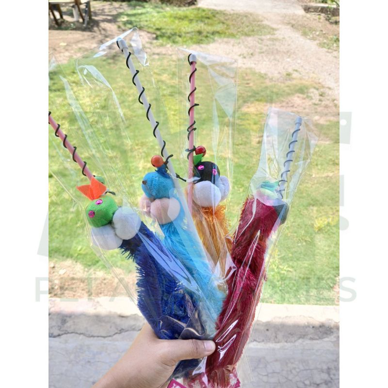 Mainan tangkai tongkat pancingan kucing boneka