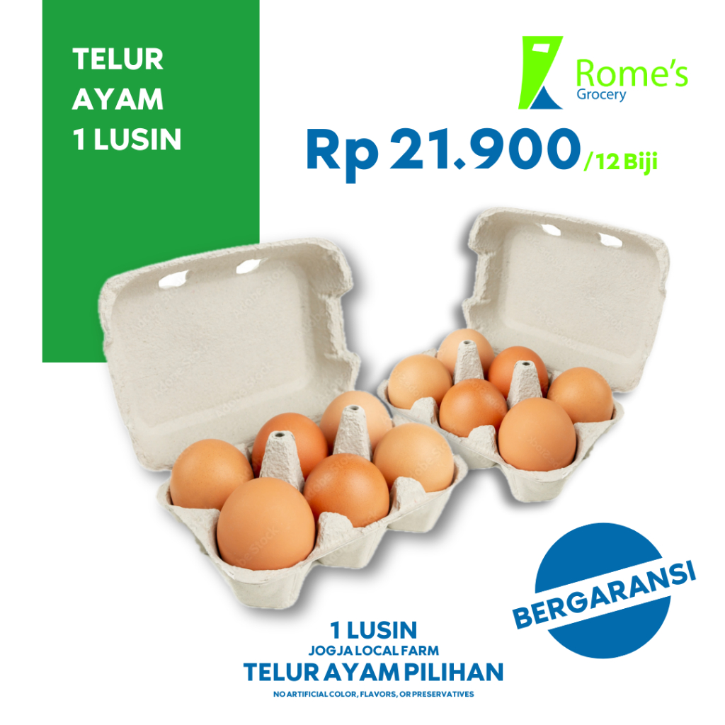 

Telur Ayam 1 Lusin | 40 - 65gr I Local Fresh I Bergaransi | Romes Grocery