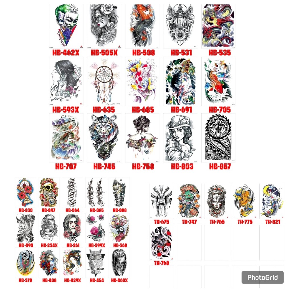 Tato Temporer Tatto Temporary Ukuran Setengah Tangan Waterproof 21x15cm