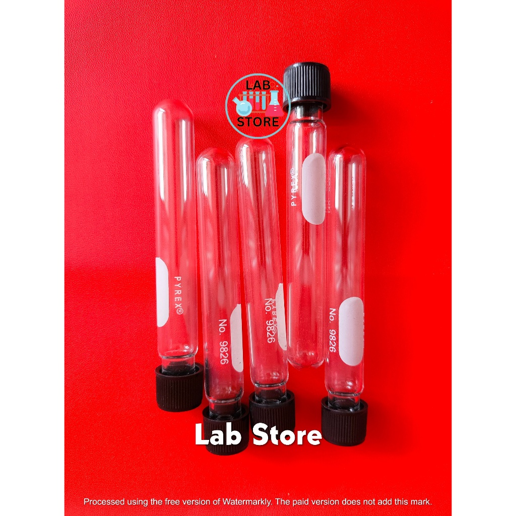 Tabung Reaksi Drat Ulir PYREX / Test Tube Tutup Ulir With Screw 13X100 PYREX