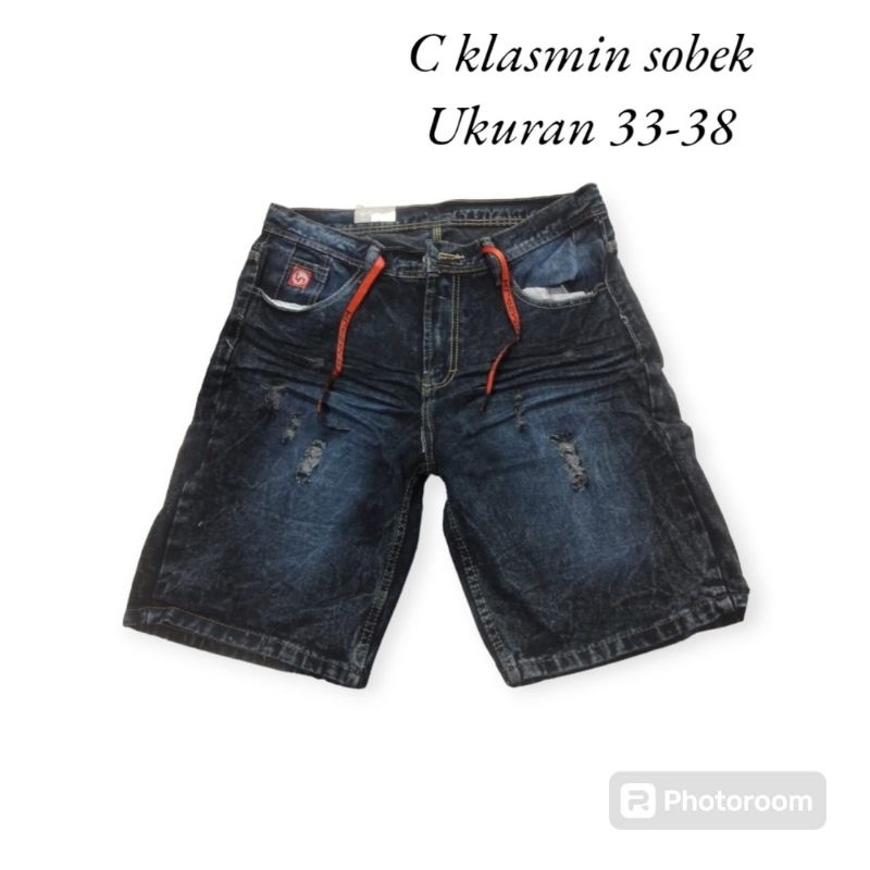 celana jeans pendek sobek pria ukuran besar celana pendek jumbo
