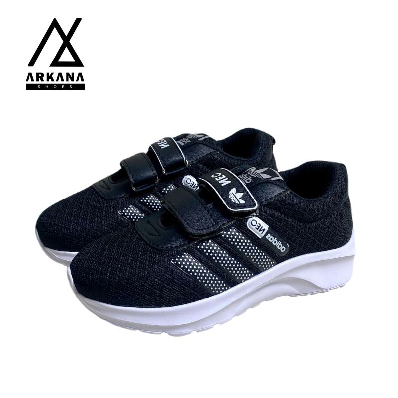 SEPATU ANAK OLAH CEWEK COWOK PAUD/TK/SD/SMP BORDIL NIKE/ADIDAS HITAM/UKURAN 27-38 USIA 4/15 TAHUN