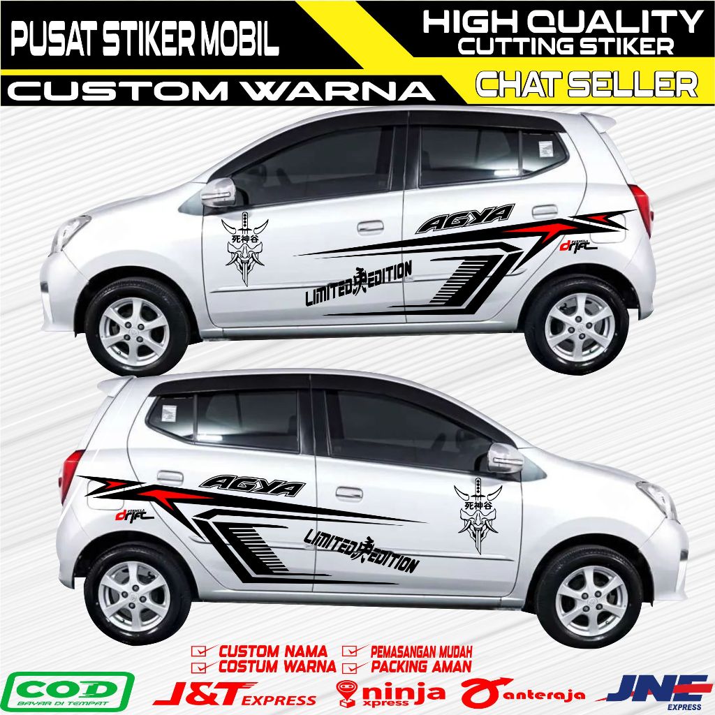 Promo stiker mobil Agya cutting stiker Agya stripe mobil cutting sticker list mobil agya stiker mobi