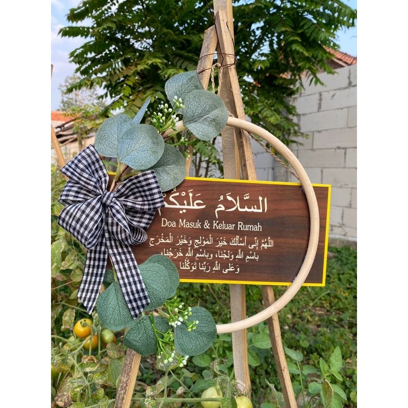 Hiasan Dinding Assalamualaikum Pintu Bulat Ring Kotak Daun Terbaru
