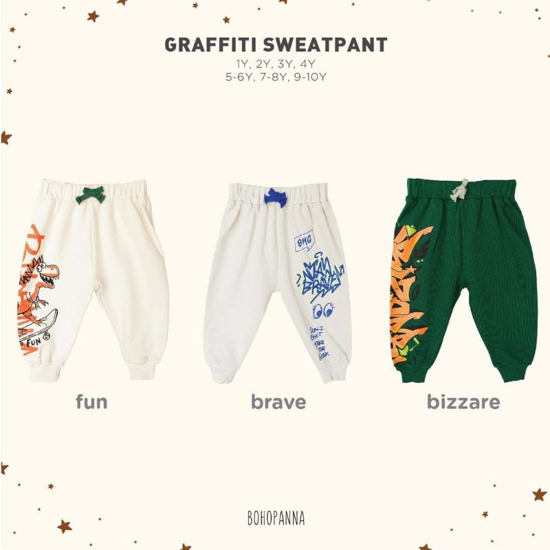BOHOPANNA GRAFFITI SWEATPANTS  ( CELANA ANAK )
