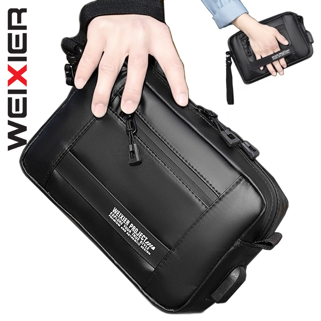 WEIXIER W126 Tas Tangan Pria Kulit Handbag Bisa Selempang Semi Clutch WX-OS