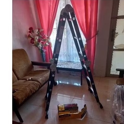 Krisbow Tangga Lipat Aluminium 4.32 Meter 4x4 Step - Hitam