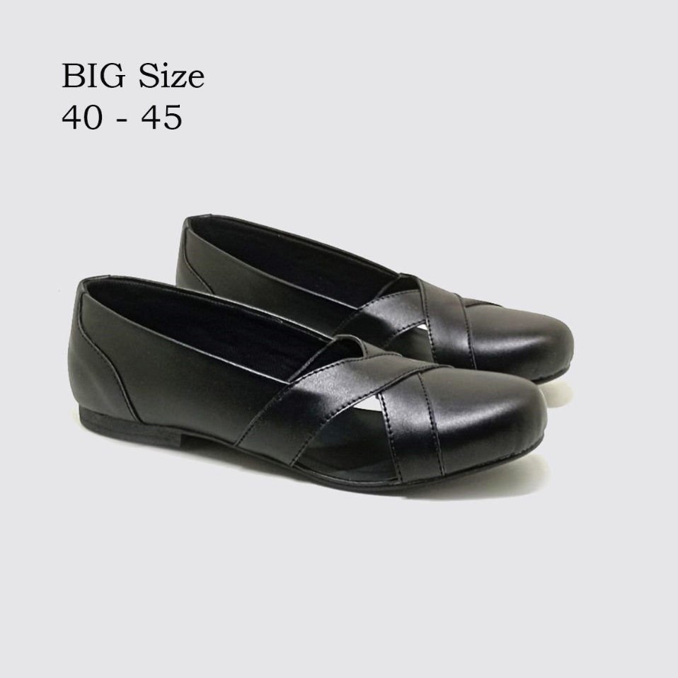 Sepatu Flatshoes kulit wanita kerja Uk besar 41 42 43 44 45 | sepatu pantofel ibu guru Ukuran Jumbo