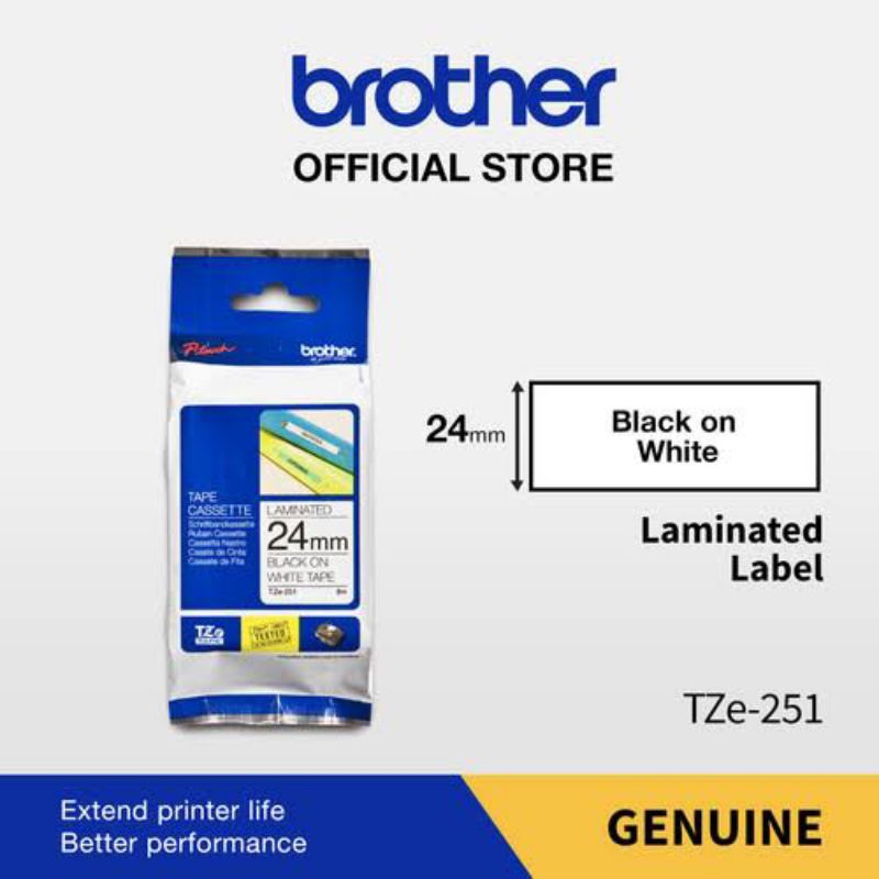 

Brother Label Tape TZE-251 24mm Black On White
