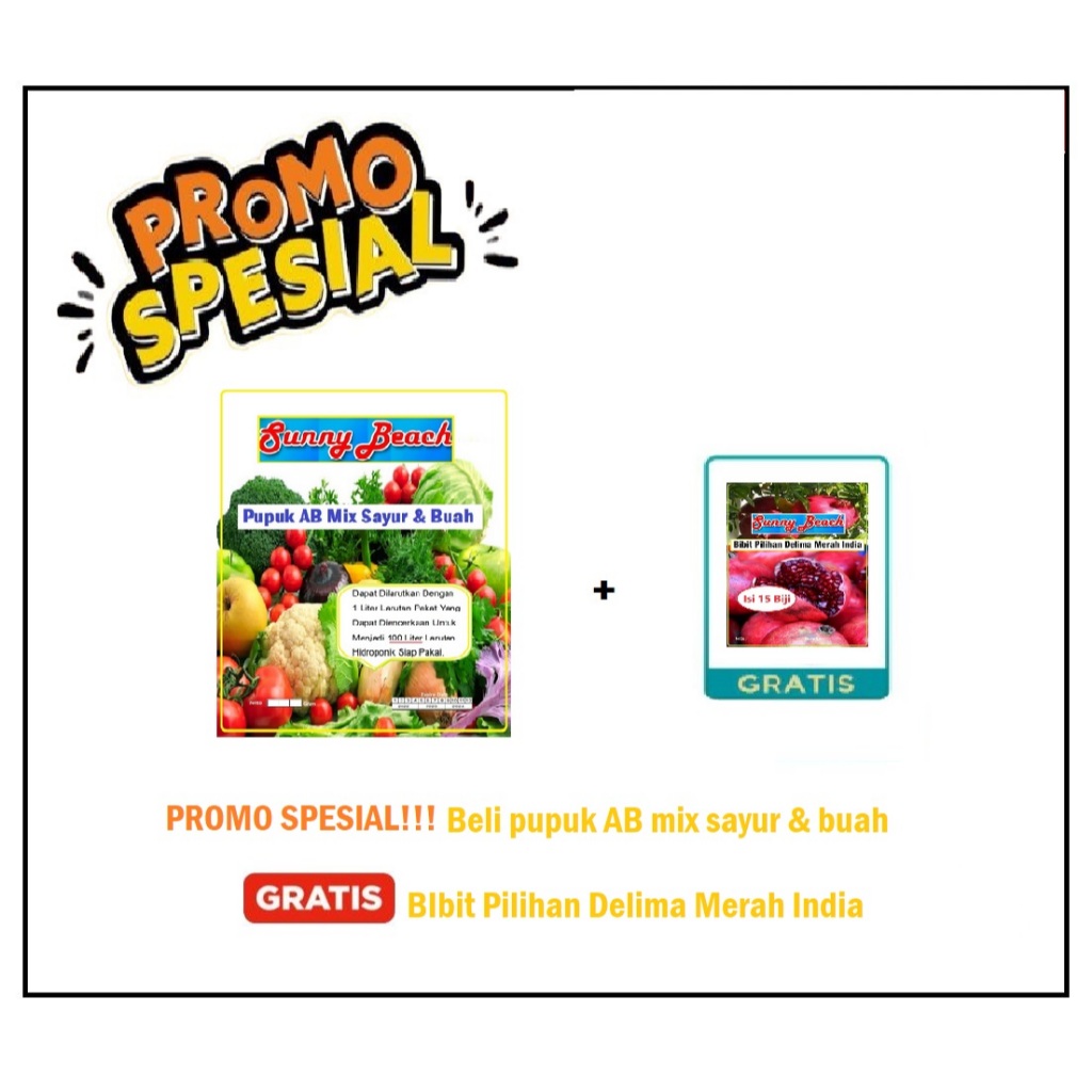 BELIPupuk AB Mix Buah dan Sayur Pouch Sunny Beach| Pupuk Buah Pupuk Sayur GRATISBIbit Pilihan Delima