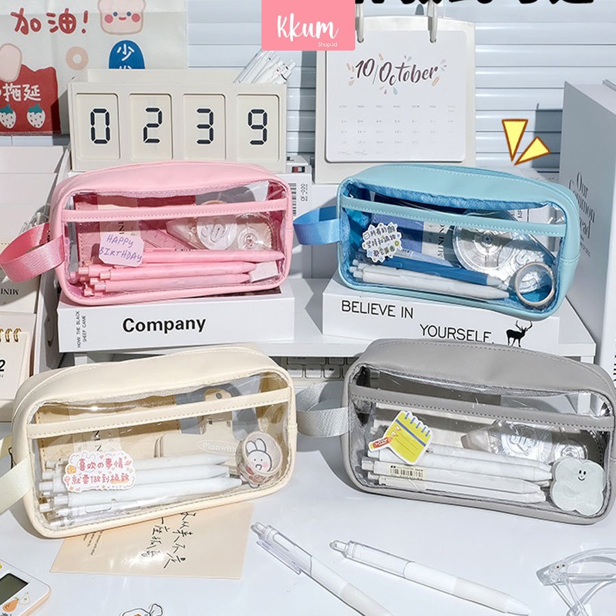 

Kotak Pensil Transparan/ Tas Penyimpanan Tahan Air Berkapasitas Besar