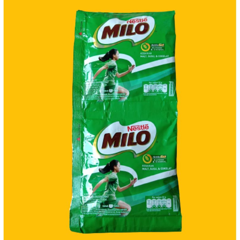 

Milo Activ-Go Susu Bubuk Sachet @22 gr.Milo sachet satu renceng isi 11 sachet