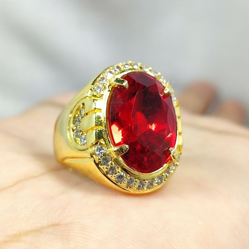 COD BAYAR DITEMPAT BATU CINCIN PERMATA MERAH SIAM CHATAM SIAP PAKAI