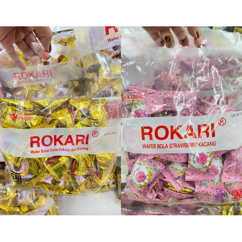 

ROKARI Chocolate Ball 50 & 80 / ROKARI Strawberry Wafer bulat coklat kacang / ROKARI coklat