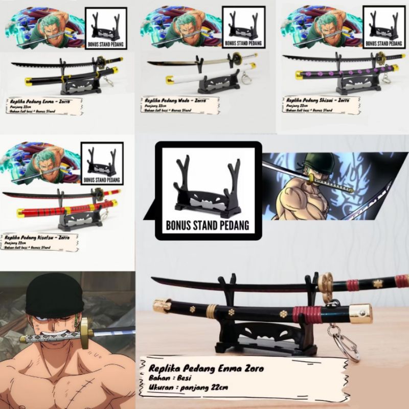 [AYOBUY.ID] GANTUNGAN KUNCI MINIATUR PEDANG ANIME ZORO ONE PIECE COLLECTION (1PCS)