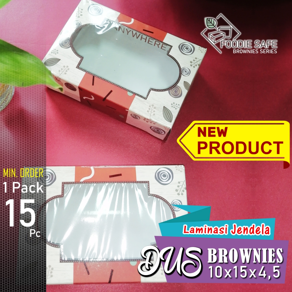 

Kotak Brownies 15x10x4,5 Motif + Tatakan Laminasi / Dus Brownies, Box Brownies, Box Fudgy Brownies