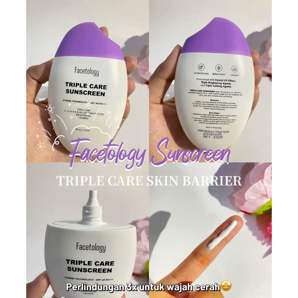 [PROMO] FACE Triple Care Sunscreen/ Losion berjemur SPF 40+ PA+++ 40ml | Sanscreen Wajah Original