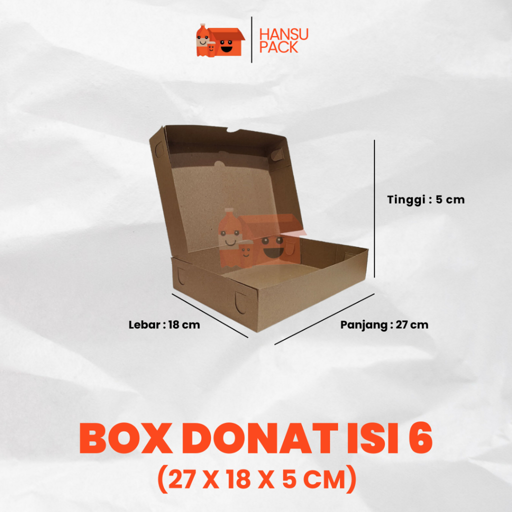 

Kotak Box Donat Isi 6 Isi 50pcs Dus Donat 27x18x5 27x19x5 cm Full Laminasi Coklat Box Kue