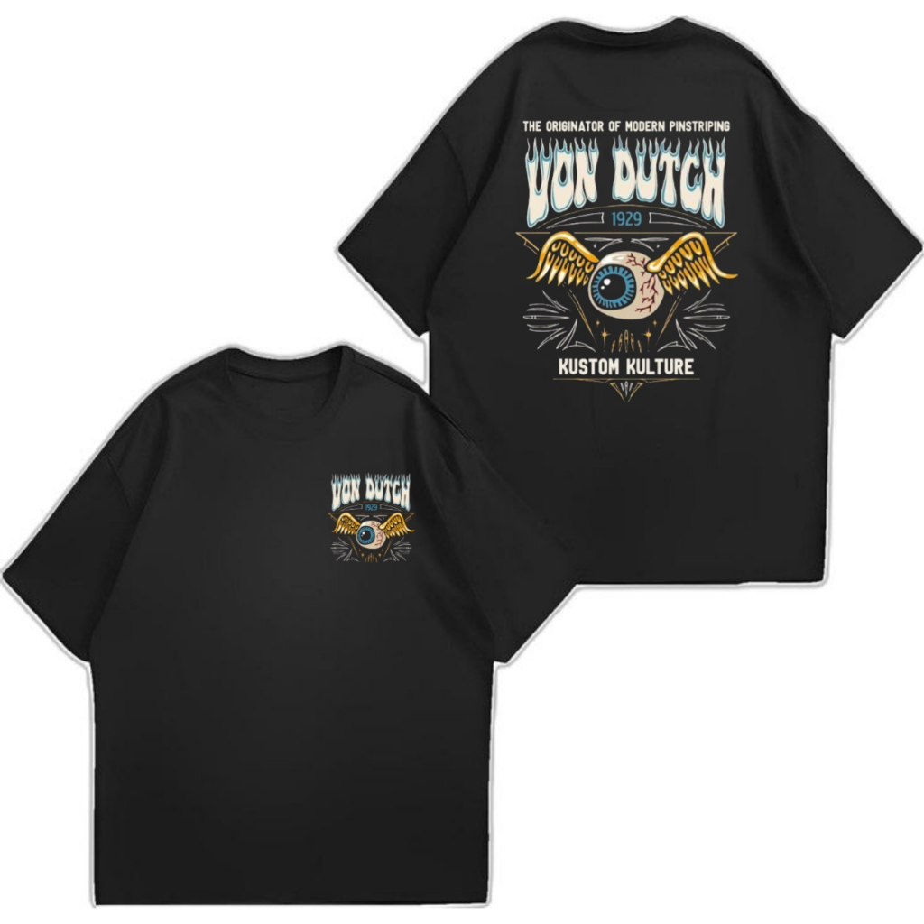 Cod - Tee Tshirt Von Dutch Black Kustome Kulture | Original Merchandise / Oversize Unisex
