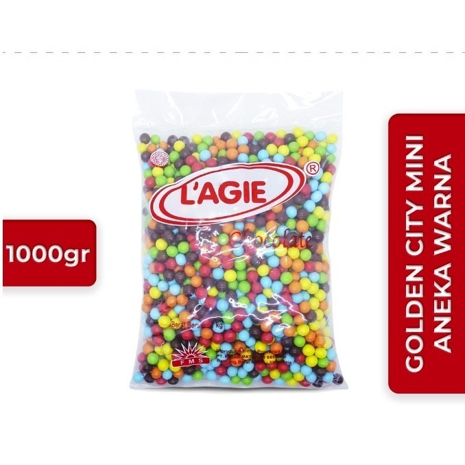 

Lagie Golden CIty Mini Warna 1kg - L’agie Cokelat isi Biskuit 1kg - Gosend Grab Only