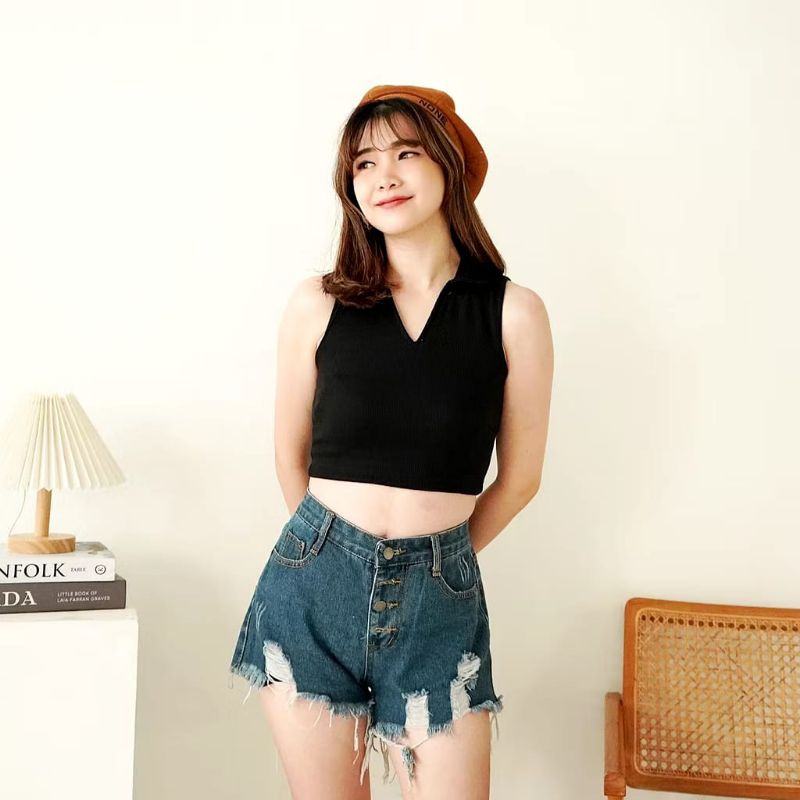 Tank top wanita/V neck Tank top wanita kekinian/Crop top/120