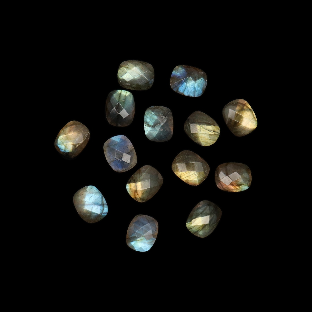 NATURAL LABRADORITE SIZE 8x10 mm CUSHION  FACETED BAROLITE | BATU PERMATA NATURAL LABRADORITE | BATU