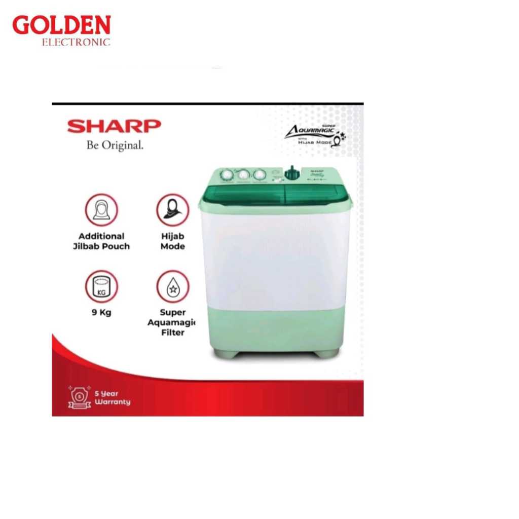 MESIN CUCI SHARP 10 KG HIJAB SERIES 2 TABUNG EST 1070SJ- GR