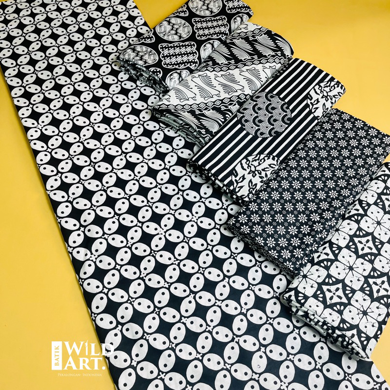 Kain Batik Hitam Putih Bahan Katun Prima Halus Kain Batik Printing Kain Batik Pekalongan Kain Batik 