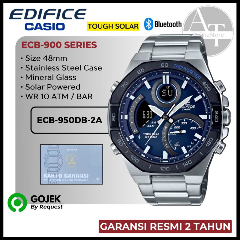 Jam Tangan Pria Casio EDIFICE ECB-950DB-2A ECB950DB Tough Solar ORIGINAL Garansi Resmi