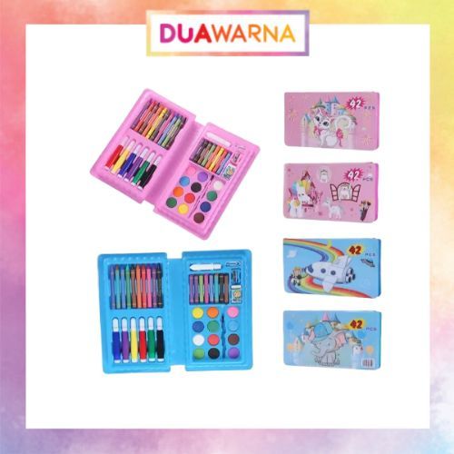 

DuaWarna Crayon Mewarnai 42Pcs / Crayon Lukis Anak / Set Alat Melukis Menggambar Anak Lengkap