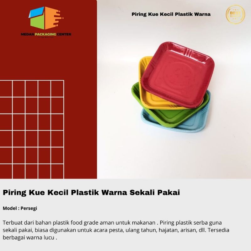 Piring plastik kue warna / tempat kue sekali pakai / piring plastik petak/ piring mika kecil