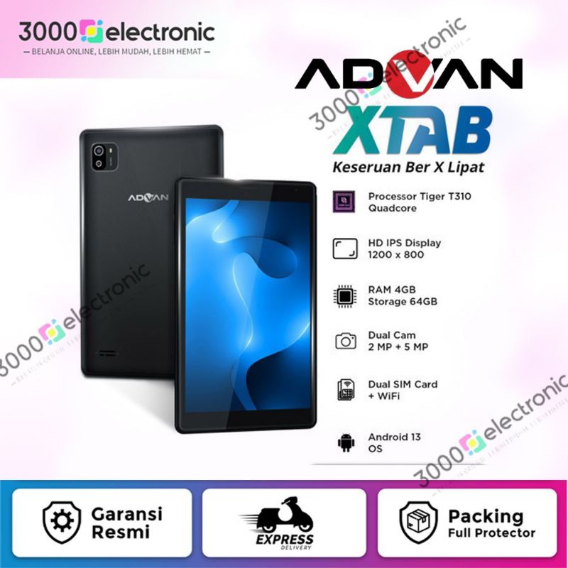 Advan Tablet XTAB Ram 4/64 , Android 13 - X Tab 8" - 4GB - 64GB 8 inch Dual Sim LTE, Android 13 - Ga