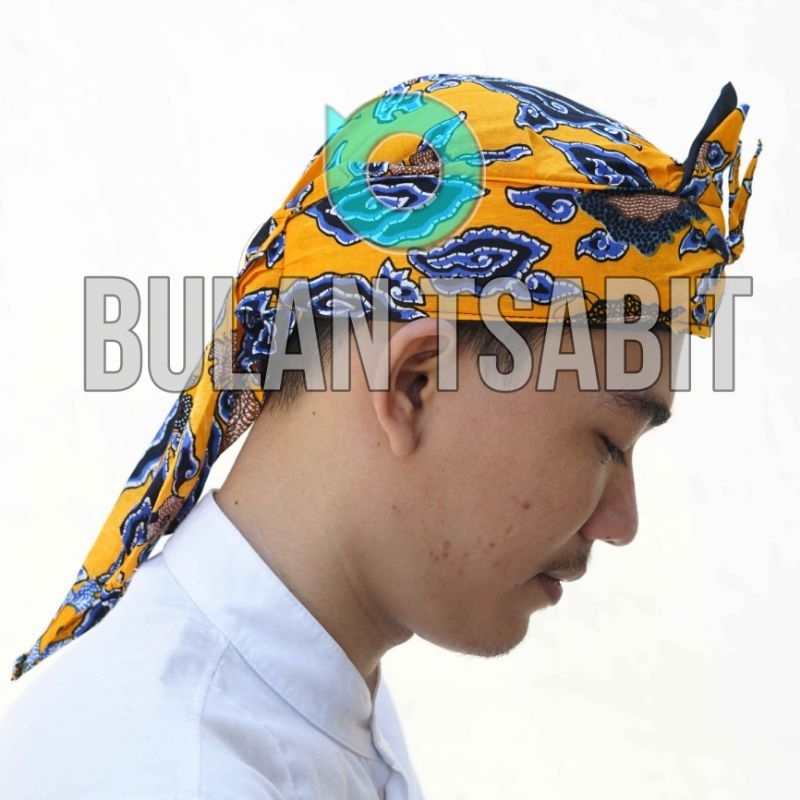 Blangkon Iket Sunda Batik Cirebon motif Banjar Balong Kuning - Ikat Iket Blangkon Sunda Batik Cirebo