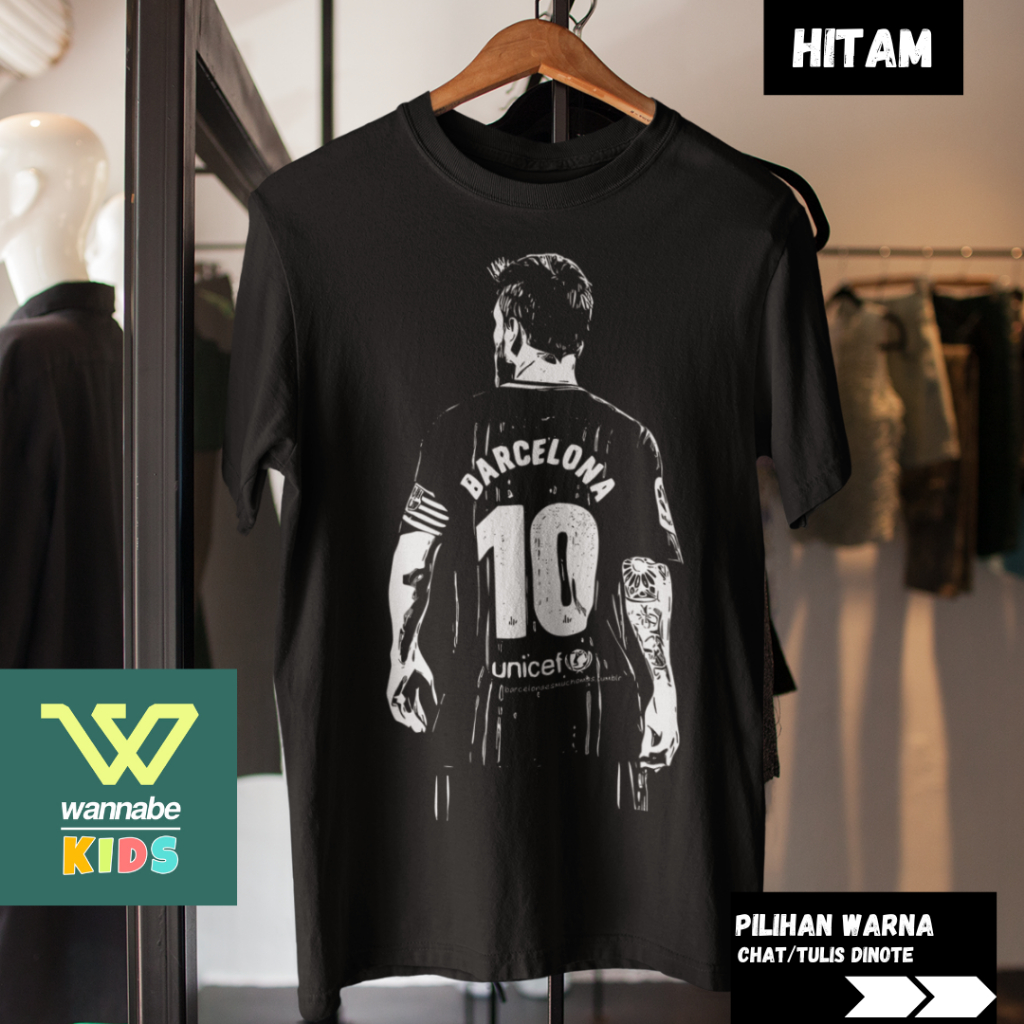 KAOS DEWASA DAN ANAK BOLA BARCA MESSI 10 | Baju Anak | Kaos Anak umur 2 tahun - 12 tahun UNISEX Prem