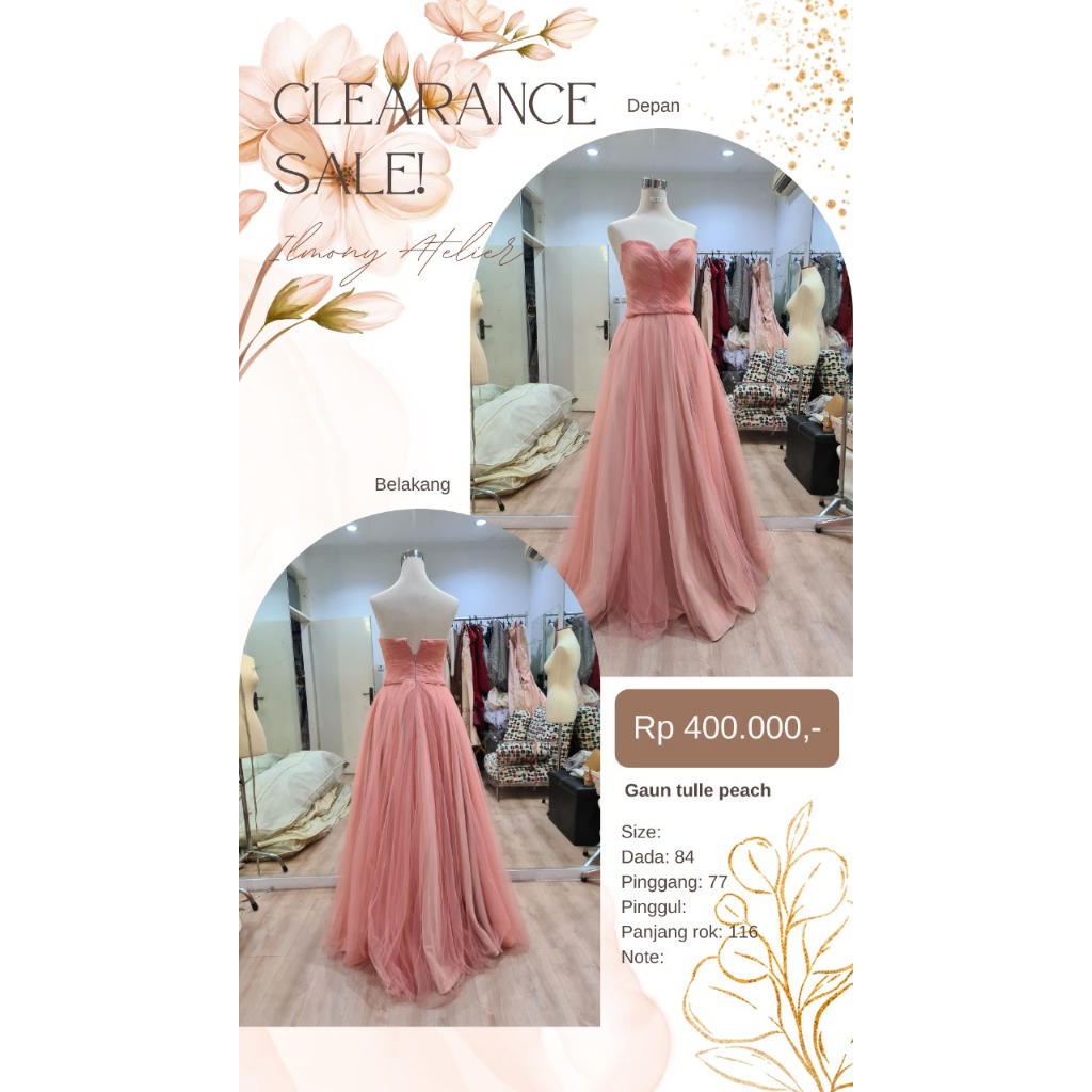 PRELOVED PARTY DRESS Gaun tulle peach