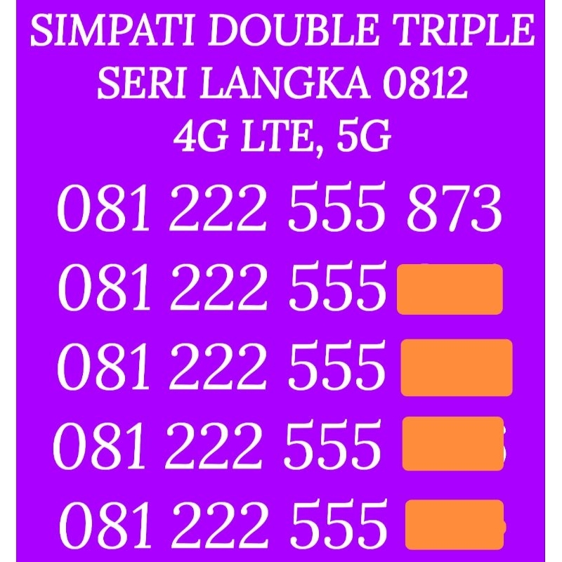 Simpati cantik nomor cantik telkomsel double triple ekor rapi simple