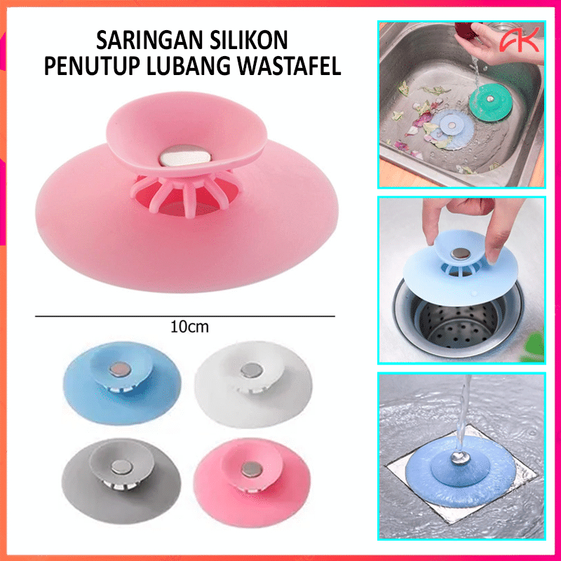 (KIM) Saringan Wastafel Cuci Piring Dan Toilet / Penutup Lubang Silikon Floor Drain Kamar Mandi Warn