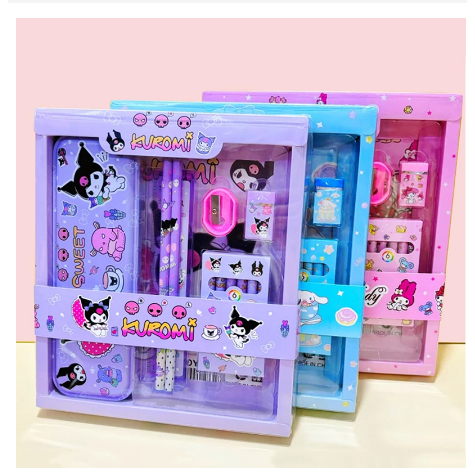 

Gift Set Perlengkapan Tulis Anak Sekolah 6 in 1 & 7 in1/ Set Alat Tulis Anak Karakter Melody Cinamarol Kuromi