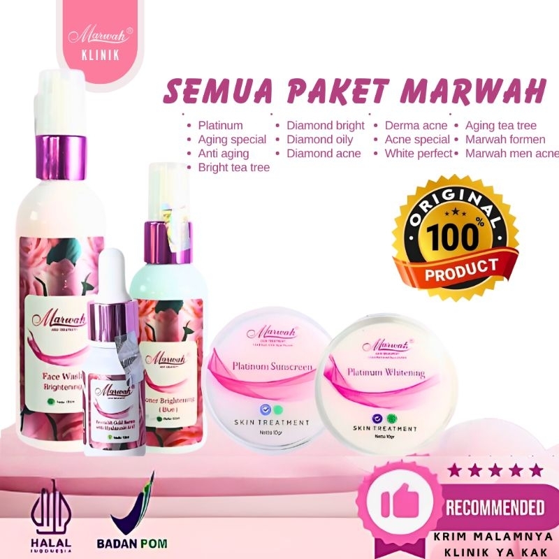 ORIGINAL Marwah skincare semua Paket free gift Marwah klinik krim malam klinik platinum diamond brig