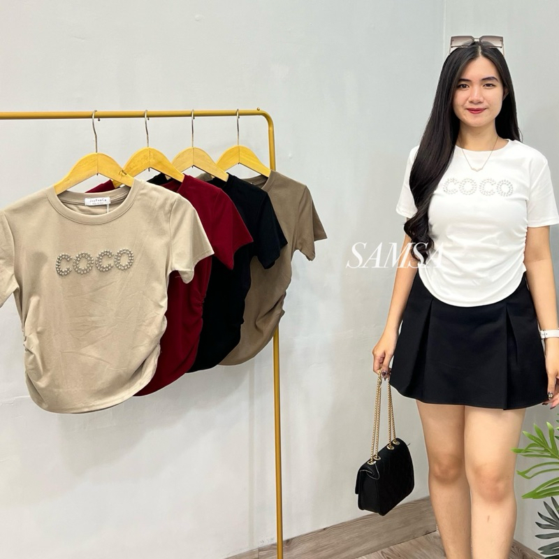 TYN Atasan Wanita Serut Samping Import 317 Kaos Serut Samping Import Motif 3D