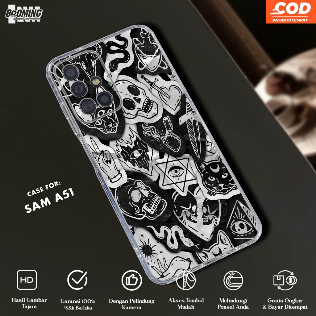 Case Samsung A51 Casing Samsung A51 Motif TENGKORAK FULL - Clear Case - Softcase Bening Tebal - Casi