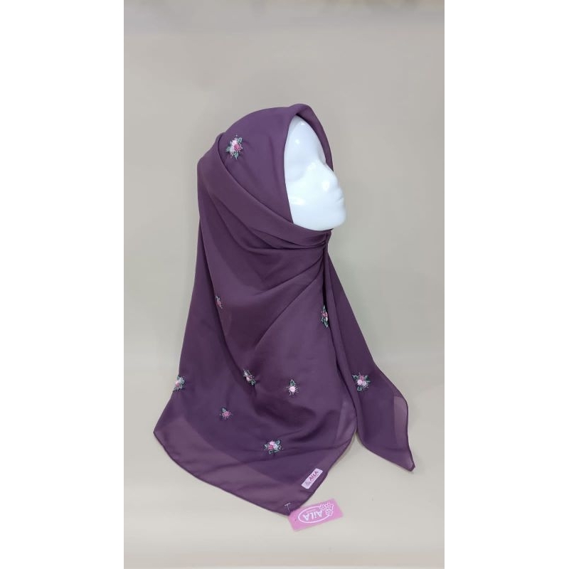 AiLA Product - AISHA Square - Hijab Kerudung Segi Empat Pollycotton Sulam Handmade