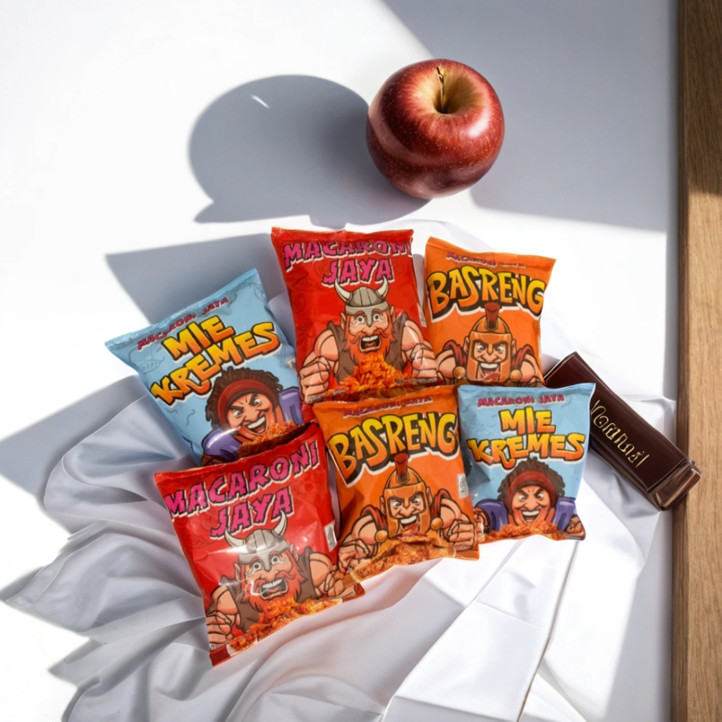 (15pcs @50 gr) Paket Usaha Snack Bundling (Makaroni, Basreng, Mie Kremes) - Makanan Ringan