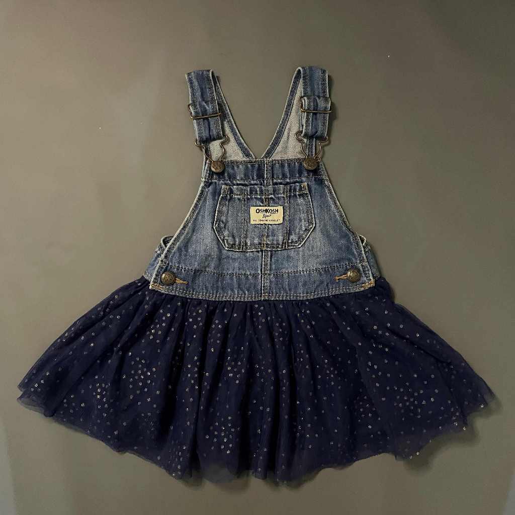 (OSHKOSH ORIGINAL, PRELOVED) K097 Dress Overall Jeans Rok Tutu Navy Anak Bayi Perempuan 12-18 Bulan 