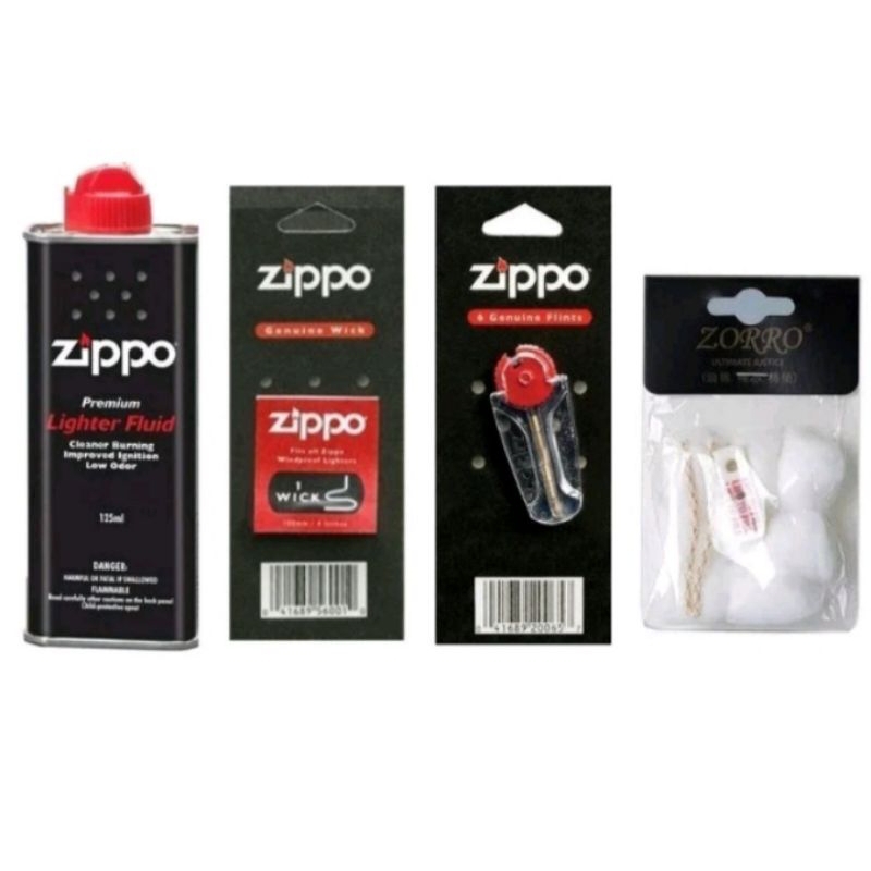 Cod Paket Hemat Batu zippo + Minyak Zippo Original 125 ml Minyak Untuk Korek