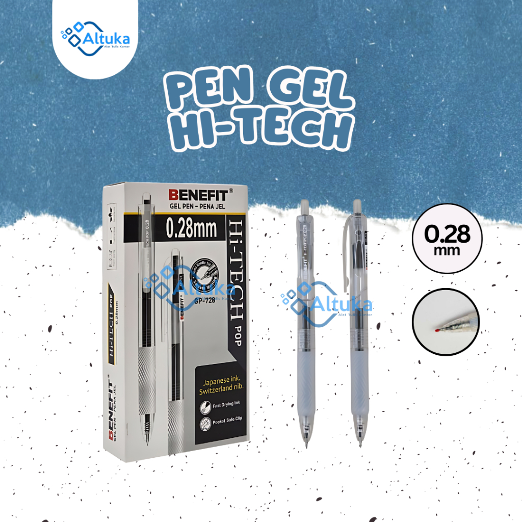 

(1 Pcs) Bulpen Gel / Pen Gel / Ballpoint / Pulpen / Gel Pen / Benefit Hi-TECH GP-728 0.28mm