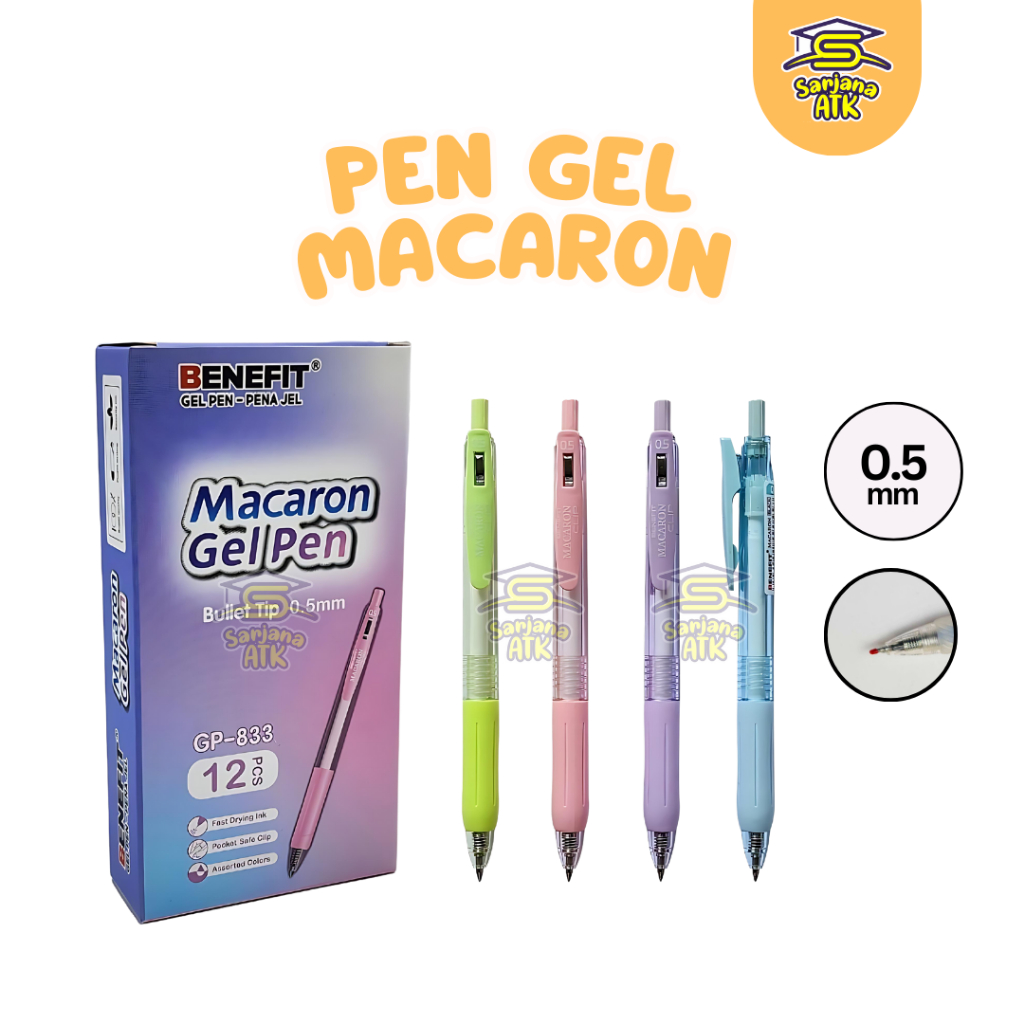

(1 Pcs) Bulpen Gel / Pen Gel / Pulpen Gel Benefit Macaron GP-833 0.5mm